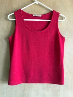 St. John Santana Knit Tank Pink Scoop Neck Shell Top Women’s Small Classic
